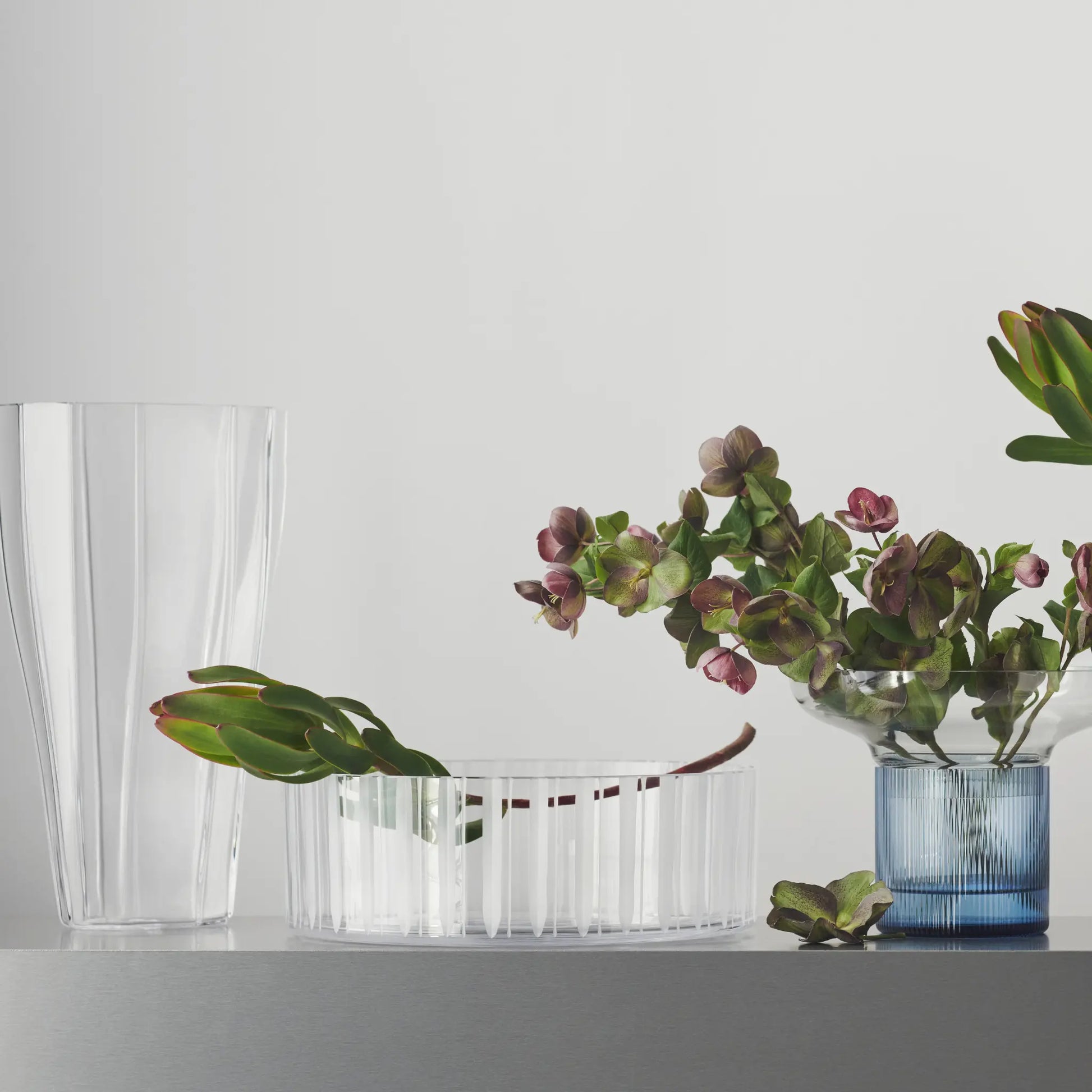 Orrefors, Cut In Number Skål Ränder 27,5 cm, Klar/Vit-Silvra Home