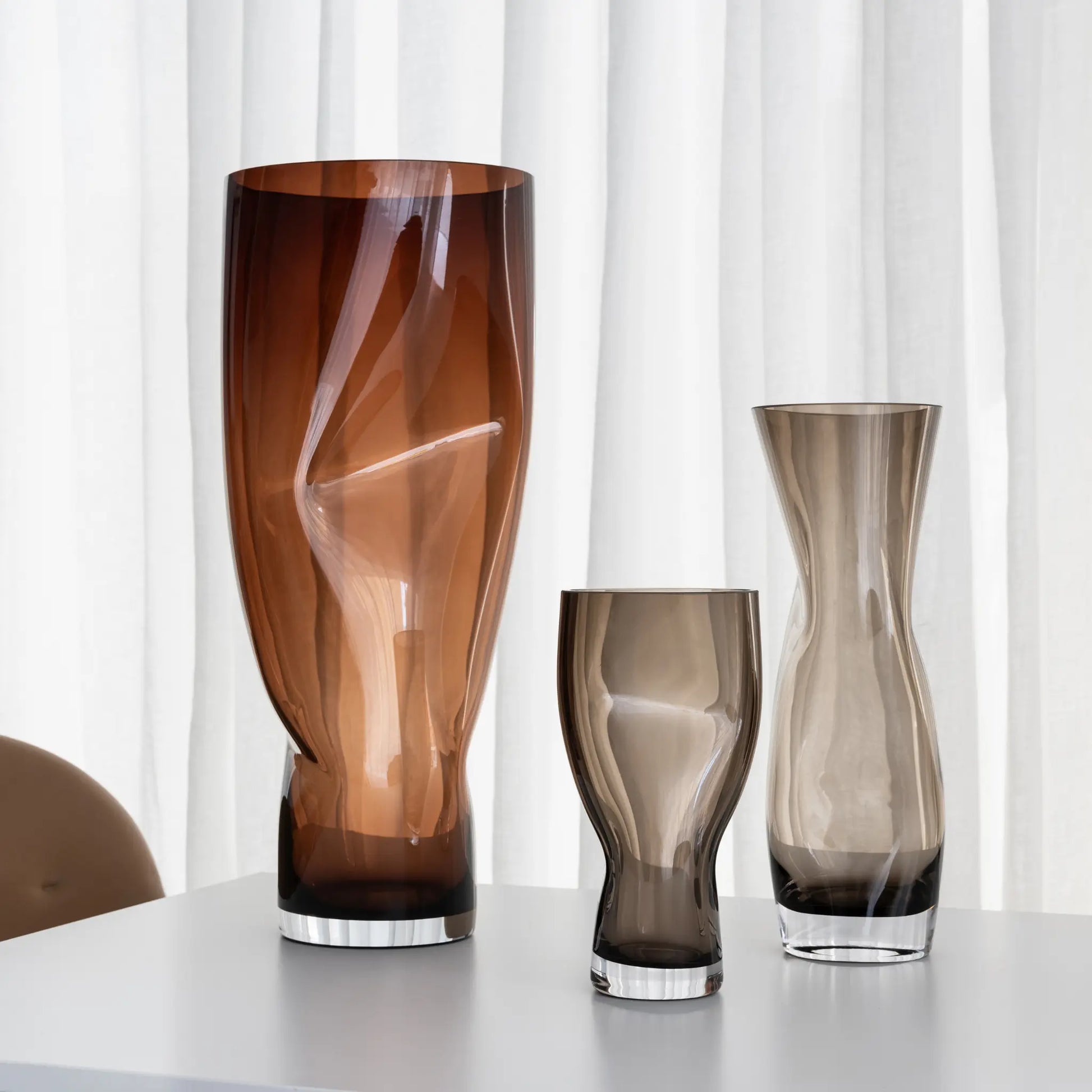 Orrefors, Squeeze Vas 50 cm, Sunset Brown-Silvra Home