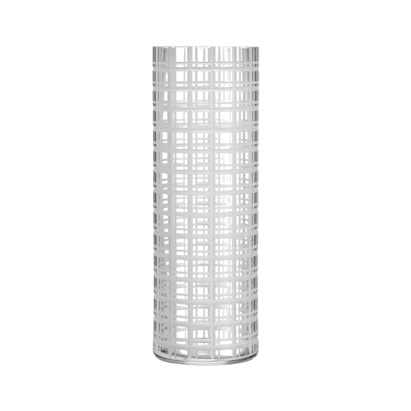 Orrefors, Cut In Number Vas Rutmönster 33 cm, Klar/Vit-Silvra Home