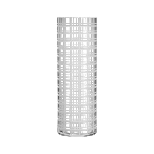 Orrefors, Cut In Number Vas Rutmönster 33 cm, Klar/Vit-Silvra Home