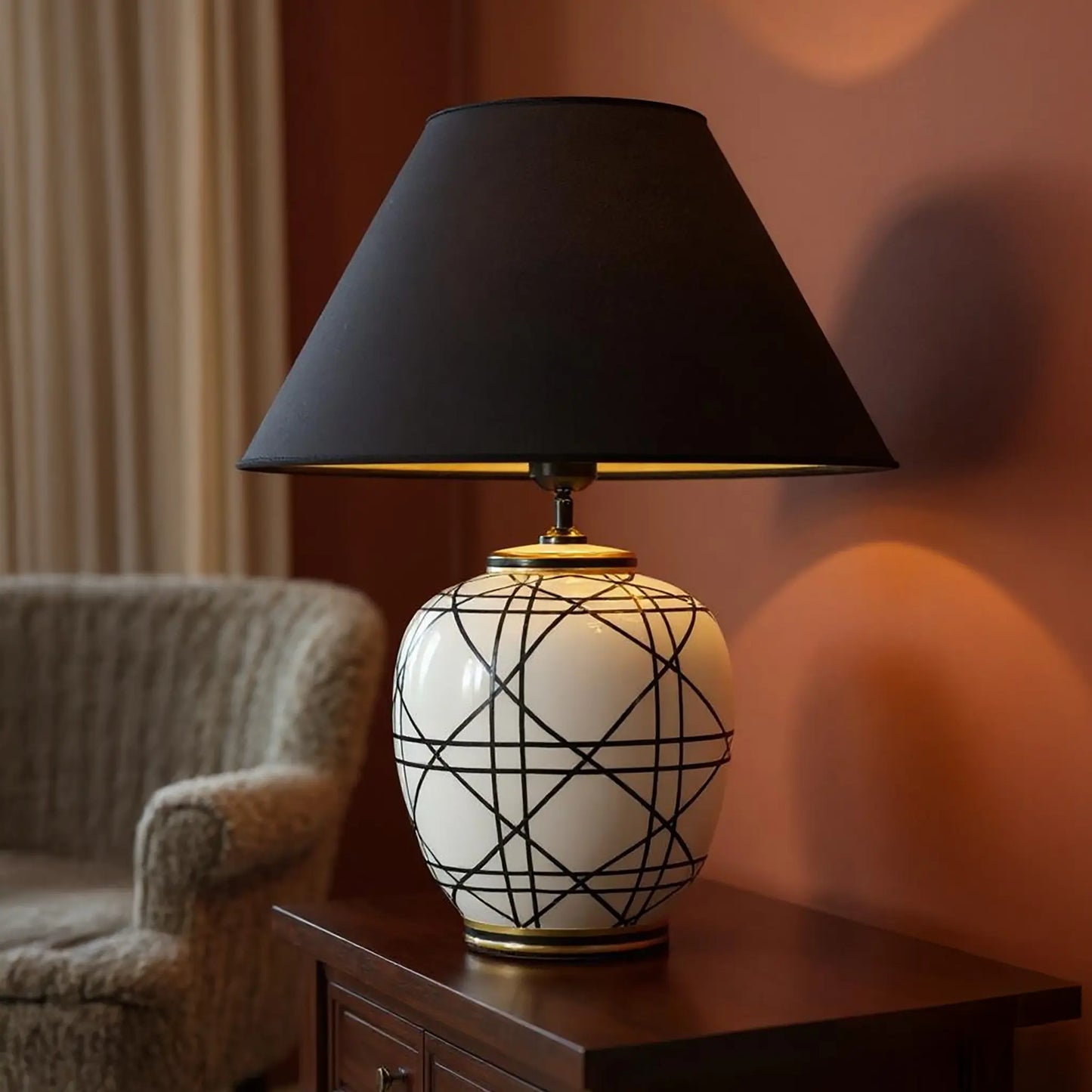 PR Home New York Bordslampa 45 cm, Svartvit