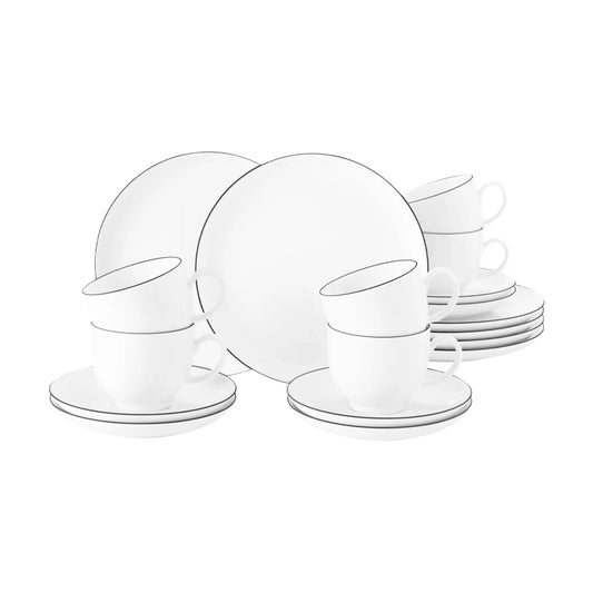 Seltmann Weiden Lido Black Line Kaffeservis 18 delar, Vit