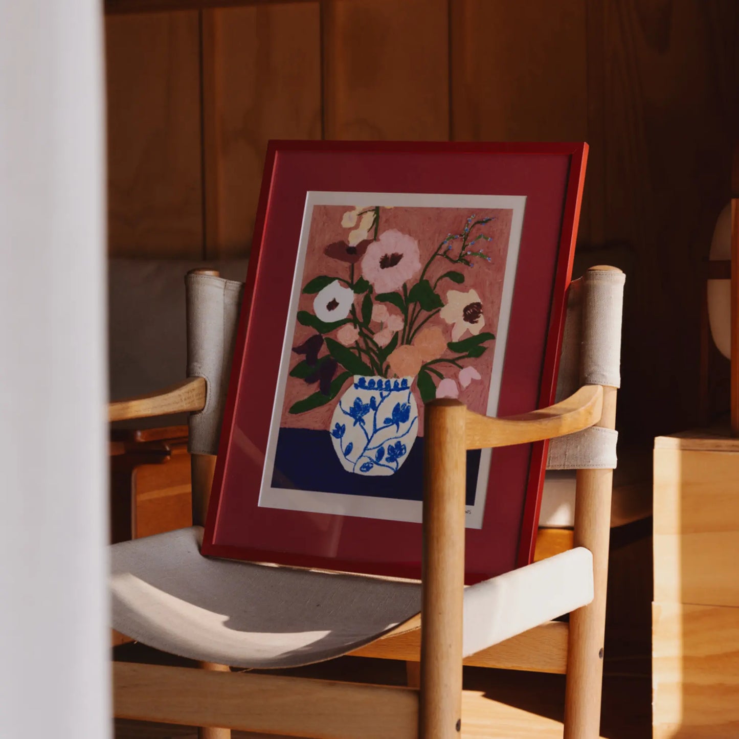 The Poster Club Flowers on Blue Table Poster 50x70