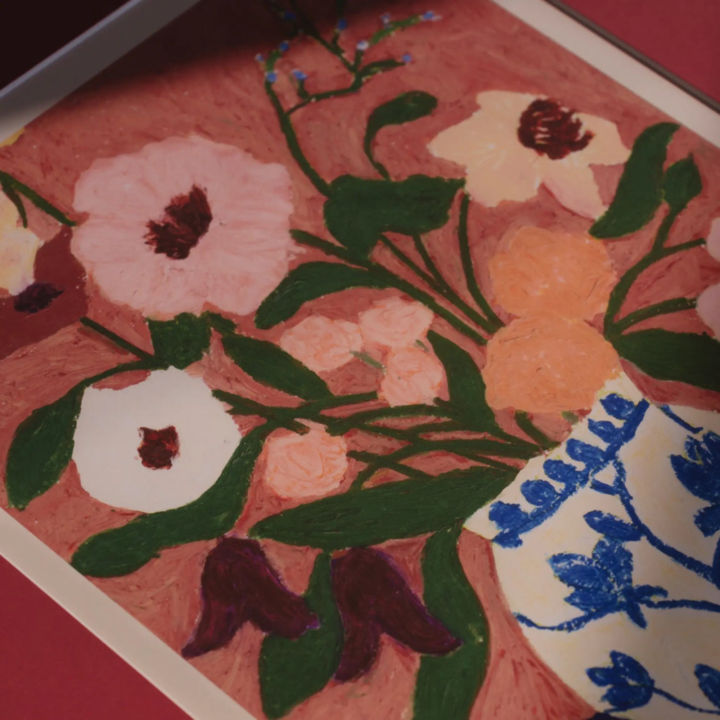 The Poster Club Flowers on Blue Table Poster 50x70