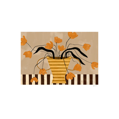 The Poster Club Flowers in Yellow Striped Vase Poster 50x70