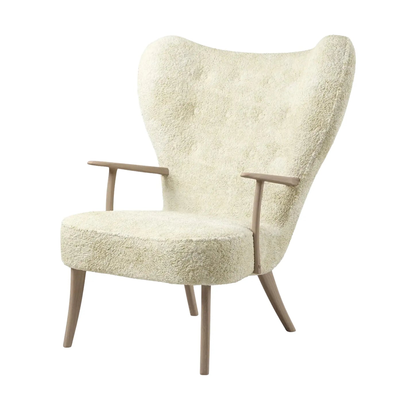 Warm Nordic Pragh Loungestol Sheepskin, Off White/white Oiled Oak