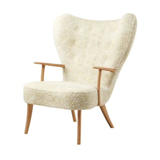 Warm Nordic Pragh Loungestol Sheepskin, Off White/natural Oiled Oak