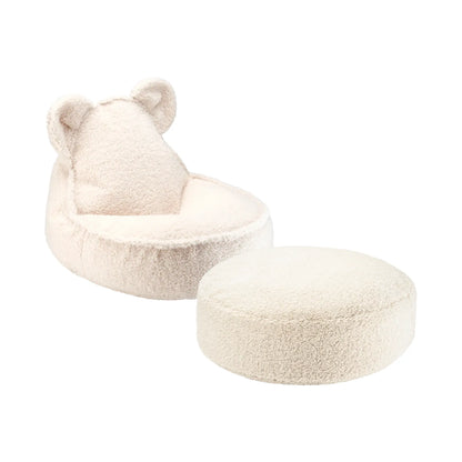 Wigiwama Bear Saccosäck & Sittpuff Set, Cream White