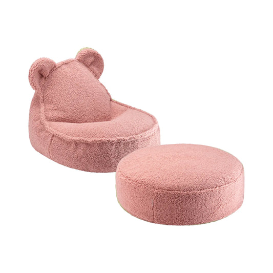 Wigiwama Bear Saccosäck & Sittpuff Set, Guava