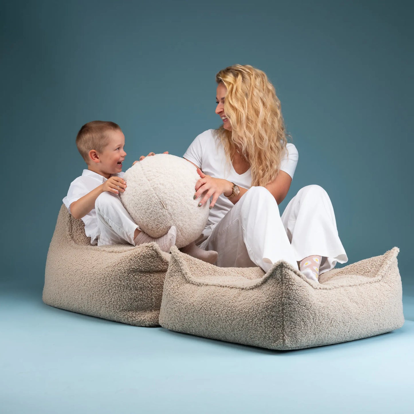 Wigiwama Saccosäck & Sittpuff Set, Biscuit