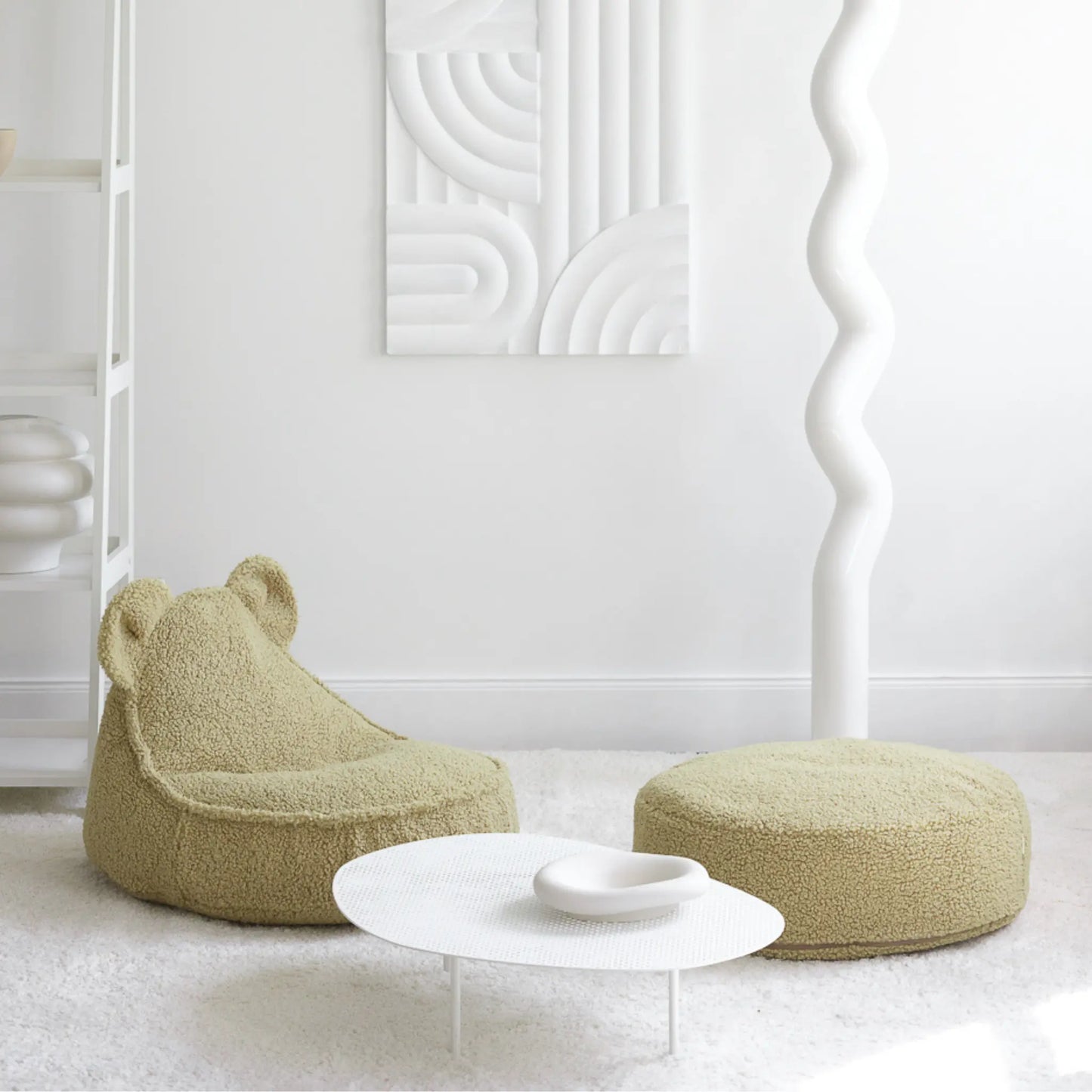 Wigiwama Bear Saccosäck & Sittpuff Set, Matcha