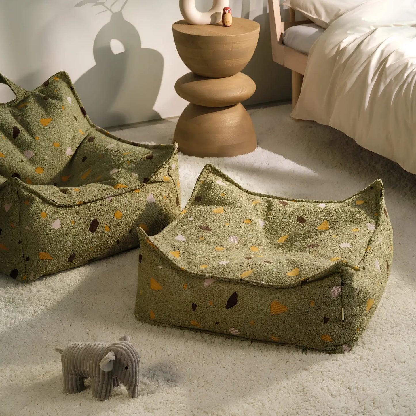 Wigiwama Saccosäck & Sittpuff Set, Terrazzo Moss