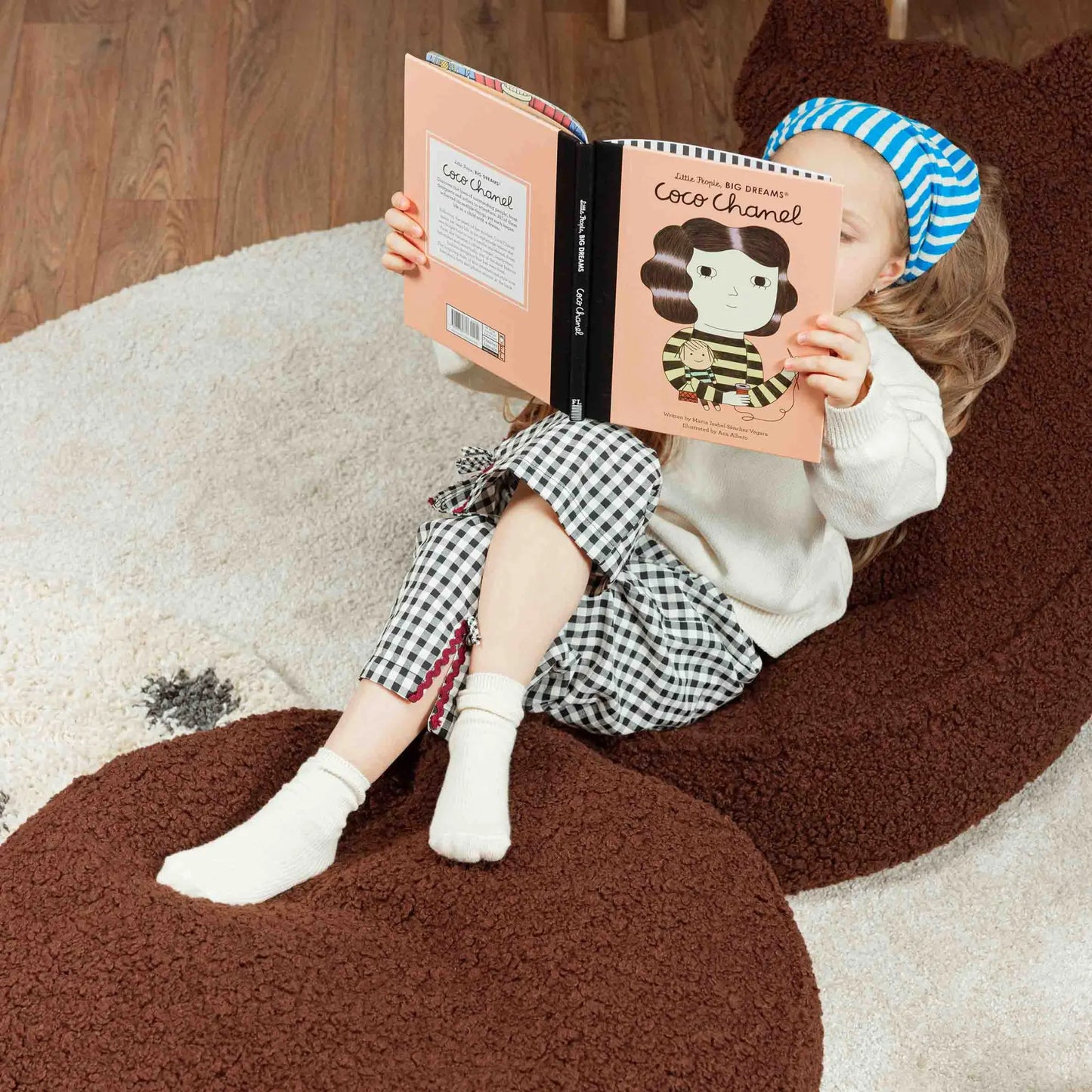 Wigiwama Bear Saccosäck & Sittpuff Set, Warm Hazel