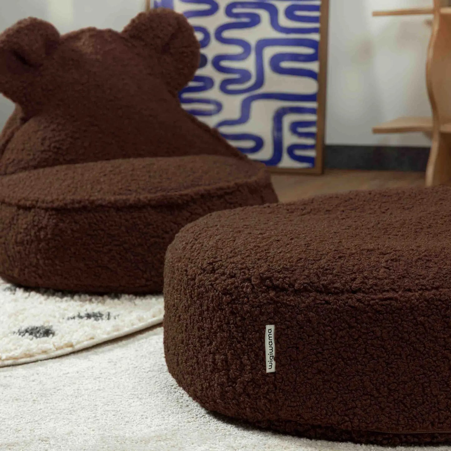 Wigiwama Bear Saccosäck & Sittpuff Set, Warm Hazel