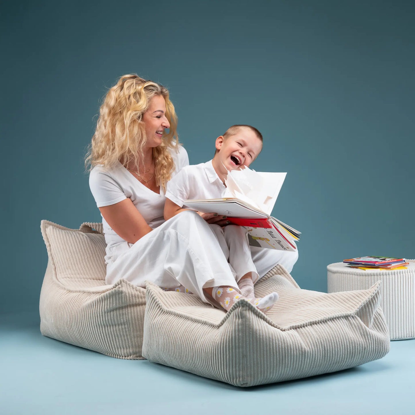 Wigiwama Saccosäck & Sittpuff Set, Marshmallow