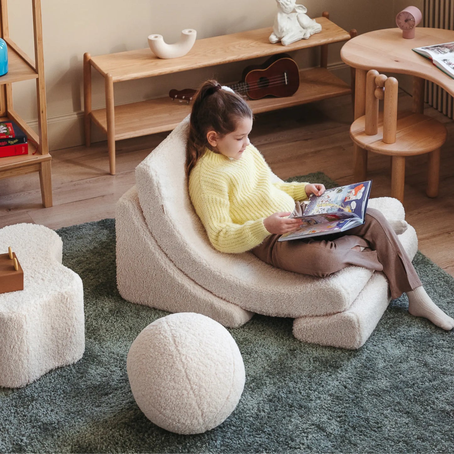 Wigiwama Moon Barnfåtölj, Cream White
