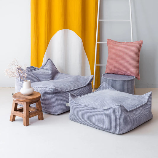 Wigiwama Saccosäck & Sittpuff Set, Blueberry Blue