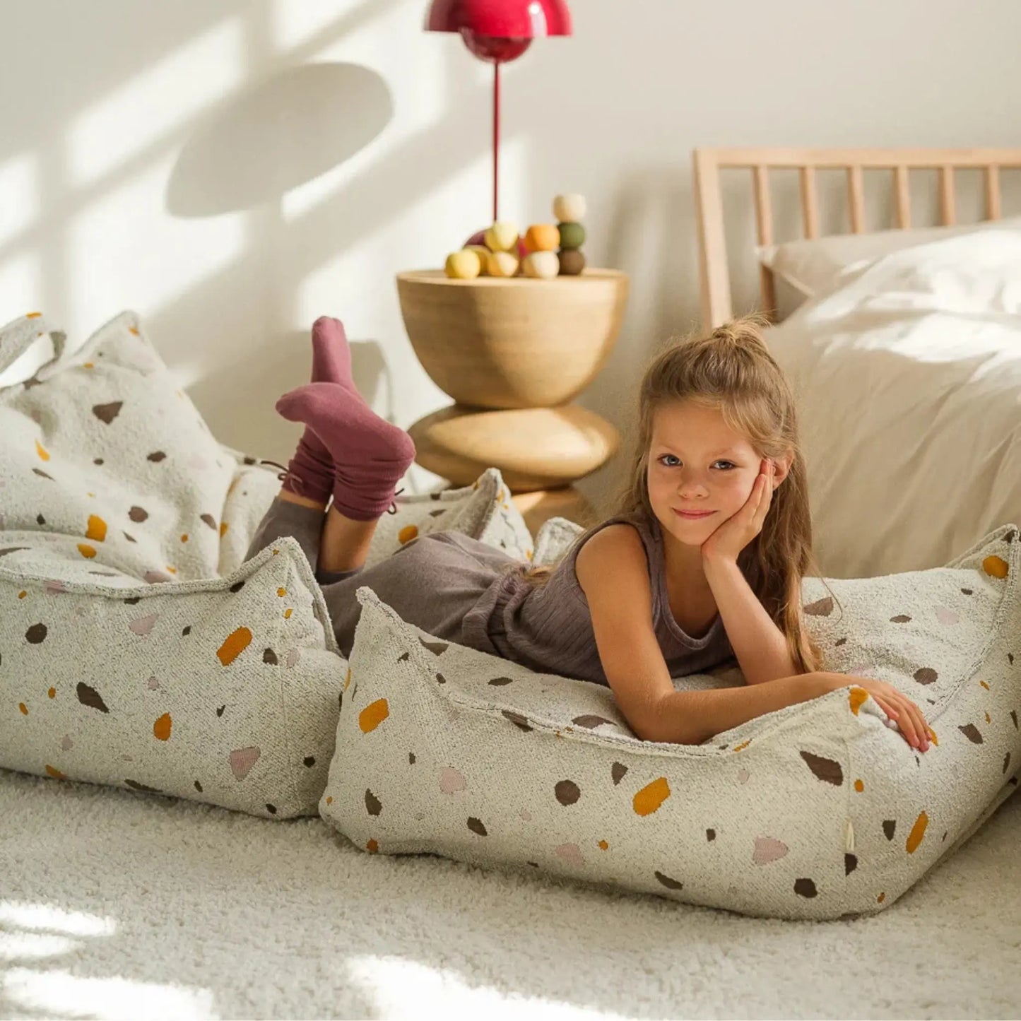 Wigiwama Saccosäck & Sittpuff Set, Terrazzo Marble