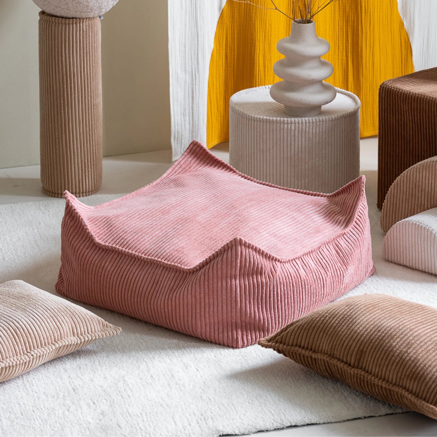 Wigiwama Sittpuff Fyrkantig, Pink Mousse